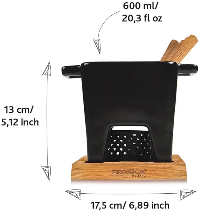 Boska Tealight Tapas Fondue Set - Best for Cheese or Chocolate - Microwave Safe Ceramic Hot Pot Chocolate Fountain Snack - Wedding Registry Items Small Kitchen Appliances - 440 mL Pro Collection