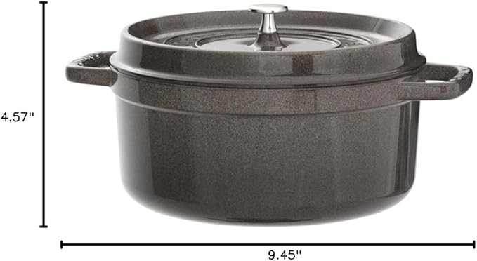 STAUB Cast Iron Roaster/Cocotte, Round, 24 cm, 3.8 L, Graphite Grey