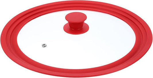uxcell 1Pcs Universal Lid for Pot Fit 11, 12, 12.5 Inch Diameter Cookware, Replacement Pan Lids with Heat Resistant Silicone Rim, Steam Vent Pan Lid for Pots, Frying Pans, Skillets, Red