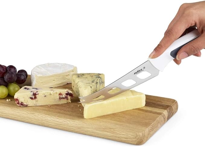 Zyliss Cheese Knife - Slicer & Cutter for Block Cheese - Carving Knife for Charcuterie Boards - Cheeseboard Handheld Slicer - Cutter & Slicing Tool - 4.5" - Gray & White