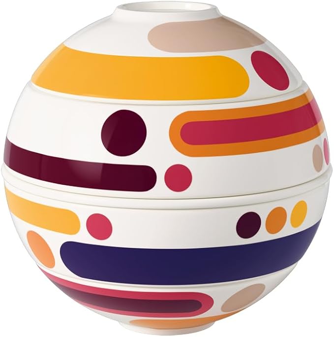 Villeroy & Boch Iconic Collection La Petite Boule Miami, Premium Porcelain, Made in Germany, Dishwasher-Safe, Microwave-Safe, 5-Piece Snacking Set, Decorative Object, 5.5 in Diameter, Multicolored