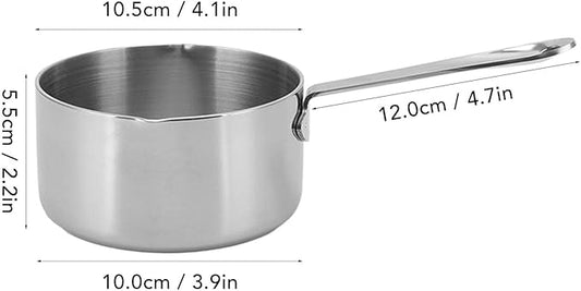 Stainless Steel Butter Warmer Pot, 12oz/17oz Dual Pour Spout Milk Pan with Induction Bottom & Quick Heating Design for Melting Chocolate, Cheese, Caramel Sauce and Coffee in Kitchen