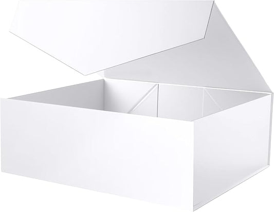 19.2x15.8x7 Inches, Extra Large Gift Box with Lid, Bridesmaid Proposal Box with Magnetic Closure, Giant Gift Box for Clothes and Large Gifts (Glossy White)