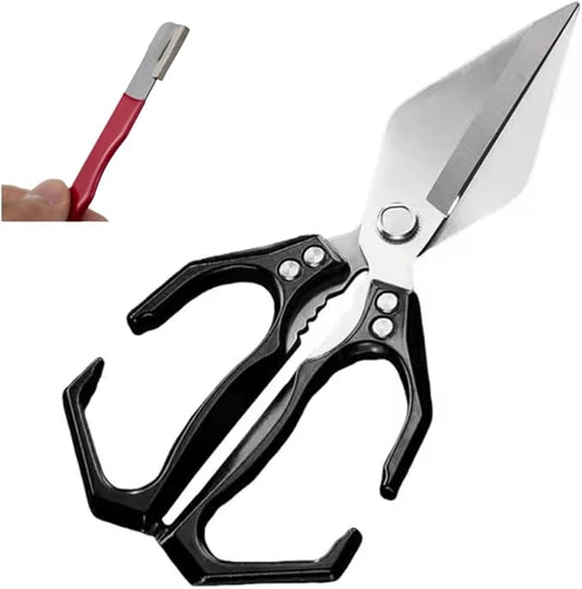 Meat Scissors, Stainless Steel Kitchen Shears Heavy Duty, Multifunctional Heavy-Duty Kitchen Shears - Professional Cutting Tool for Poultry,Seafood,Bones, Herbs and Food Preparation (Black)