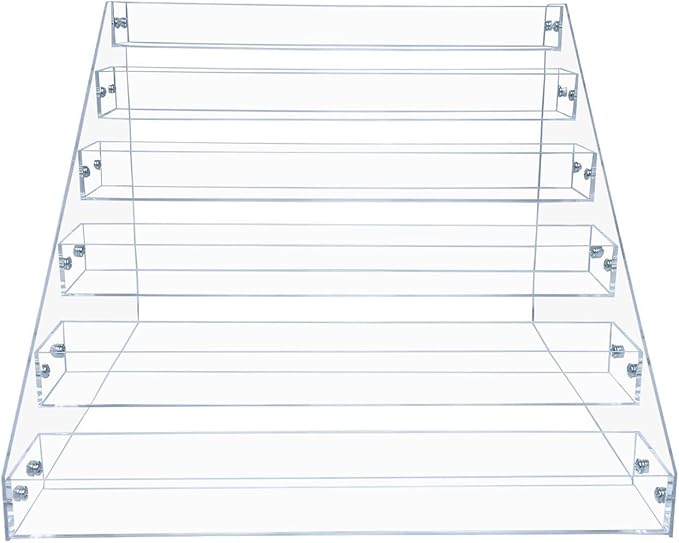 PMMASTO Tiered Spice Rack, Seasoning Organizer, Clear Acrylic Vertical Shelves Can Organizer for Countertop, Cabinet, Pantry, Kitchen Organization and Storage - 6 Tier