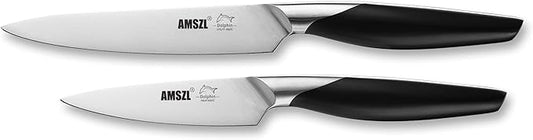 DOLPHIN Forged Paring Knife Set 2, German 1.4116 High Carbon Stainless Steel, Ultra Sharp & Durable, Comfortable Black ABS Handle, Perfect for Dinning & Fruit