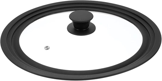uxcell 1Pcs Universal Lid for Pot Fit 10, 11, 12 Inch Diameter Cookware, Replacement Pan Lids with Heat Resistant Silicone Rim, Steam Vent Pan Lid for Pots, Frying Pans, Skillets, Black