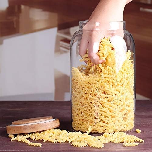 SAIOOL Modern Design Transparent Glass Food Storage jars, Food storage containers glass,100FL OZ(3000ml) Enlarged Thickened with Sealed Wooden Lid to Store Food, herbs, Tea, Easy to Use and Clean