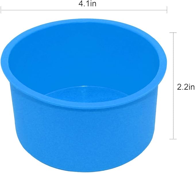 Silicone Mini Round Cake Molds, 4 Inch, Blue, Reusable, Non-Stick, Microwave, Oven, Freezer Safe
