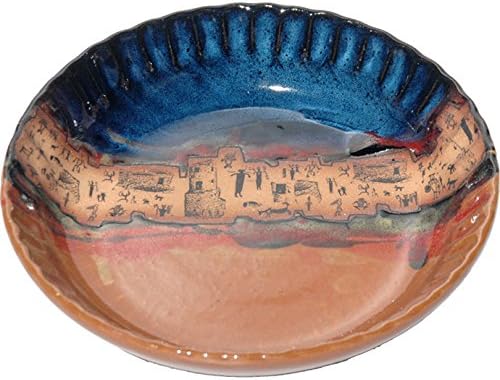 Ruins Fluted Pie Pan in Azulscape Glaze - Handmade Pottery Ceramic Bakeware - Versatile Stoneware & Cookware - Baking Plate Great for Pies, Tarts, Quiche and More