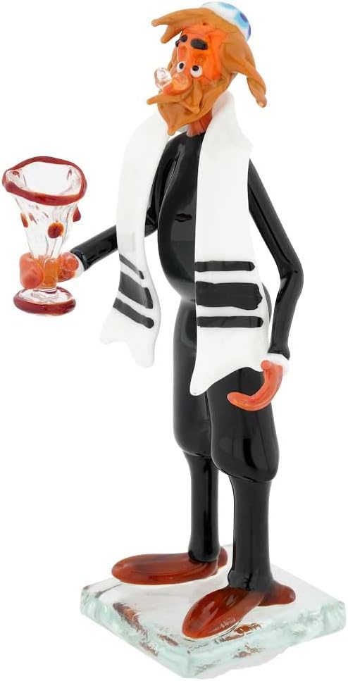 Glass Of Venice Murano Glass Rabbi with Kiddush Cup