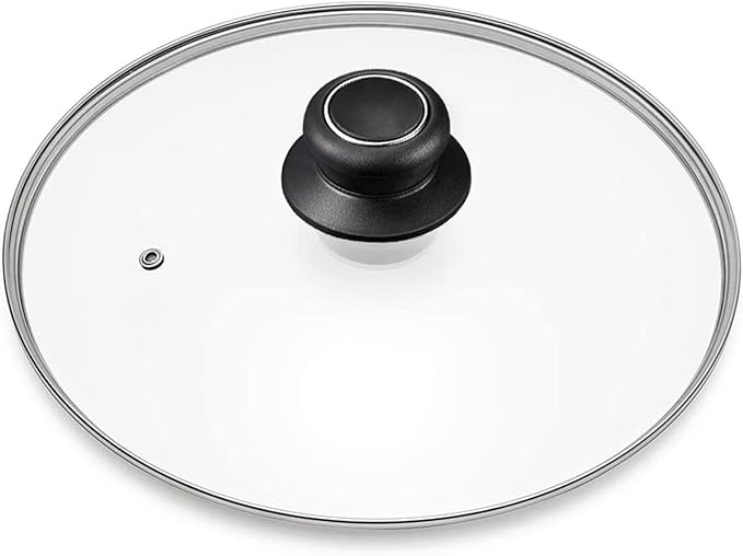10.5 Inch Glass Lid for Frying Pan, Fry Pan Lid, Skillet Lid, Pan Lid with Handle, Compatible with 10-10.7 Inch Kitchen Cookware Tempered Replacement Cover, 10.5"/26cm, Clear