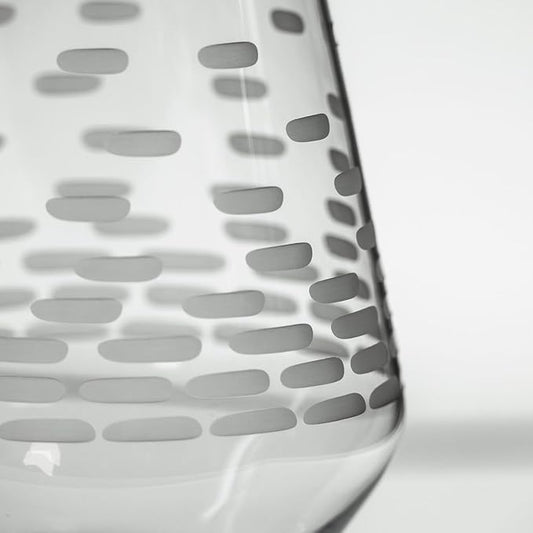 Rolf Glass Strata Stemless Wine Tumbler | Made in America | 18oz Stemless Wine Glass | Diamond Engraved Crystal Glass | Geometric Brick Design | Set of 2