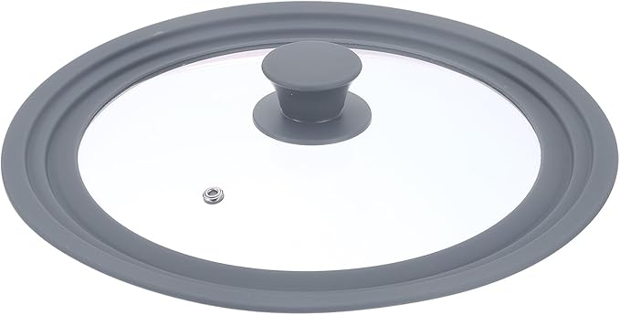 uxcell 1Pcs Universal Lid for Pot Fit 9.5, 10, 11 Inch Diameter Cookware, Replacement Pan Lids with Heat Resistant Silicone Rim, Steam Vent Pan Lid for Pots, Frying Pans, Skillets, Gray