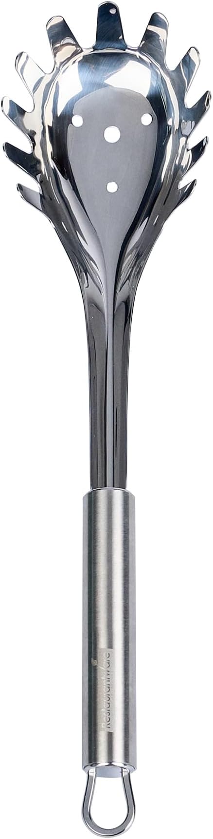 Restaurantware-German Standard 12.5 Inch Slotted Pasta Spoons, 6 Pasta Forks With Ergonomic Handle - Dishwashable, Durable, Stainless Steel Noodle Servers, Ideal For Draining or Serving