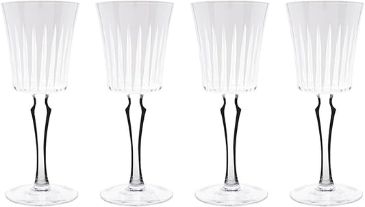 Vikko Water Glasses, Timeless Collection 8 Ounce Elegant Water Glass for Fine Dining, Set of 4 White Goblets with Stem, Dishwasher Safe