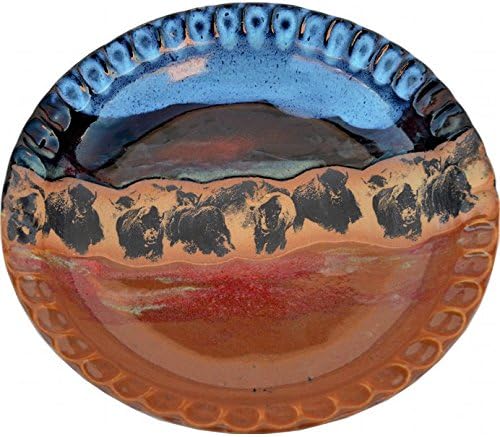 Bison Stampede Fluted Pie Pan in Azulscape Glaze - Handmade Pottery Ceramic Bakeware - Versatile Stoneware & Cookware - Baking Plate Great for Pies, Tarts, Quiche and More