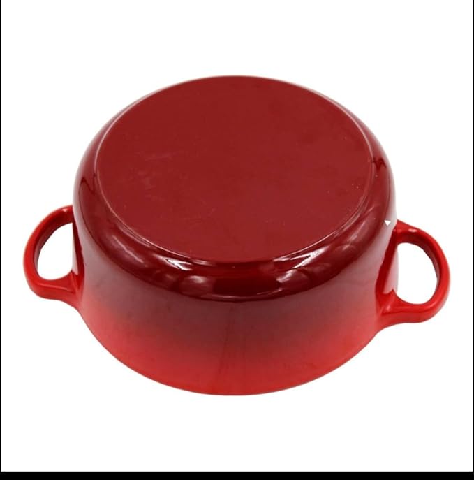 3.5 QT Red Enameled cast Iron Dutch oven_Heavy_Duty Rond pot with Lid for bread Baking, stew, soup,& Roasting"