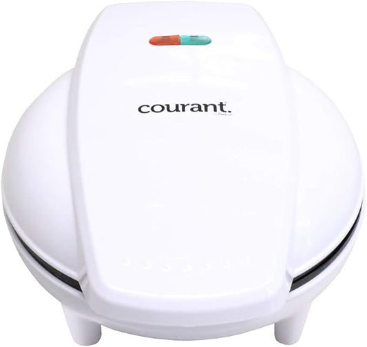 Courant Mini Donut Maker Machine for Holiday, Kid-Friendly, Breakfast or Snack, Desserts & More with Non-stick Surface, Makes 7 Doughnuts, White