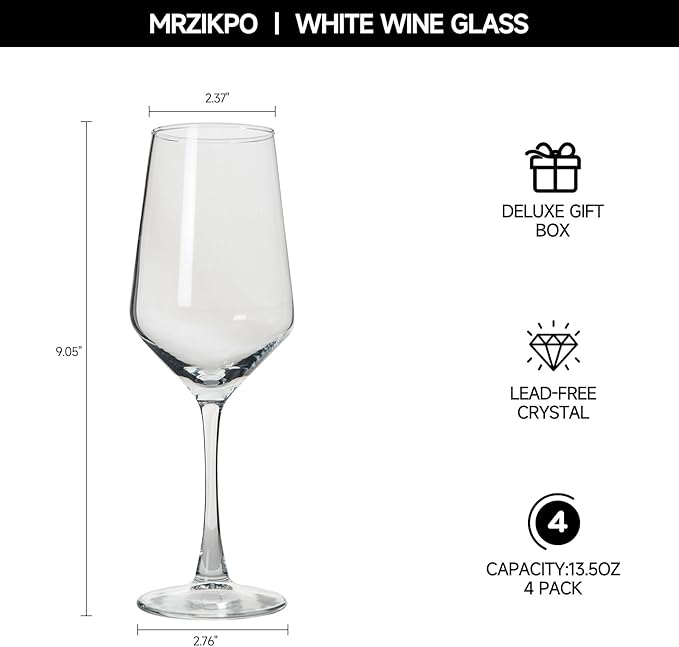 Wine Glasses Set of 4,13.5 oz Clear Red/White,Wine Glasses for Party, Wedding and Home,Premium Glasses Hand Blown,Long Stem,Daily Use.