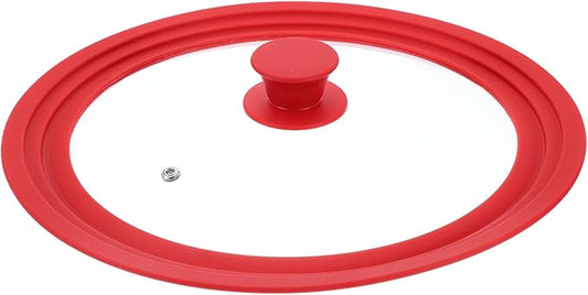 uxcell 1Pcs Universal Lid for Pot Fit 10, 11, 12 Inch Diameter Cookware, Replacement Pan Lids with Heat Resistant Silicone Rim, Steam Vent Pan Lid for Pots, Frying Pans, Skillets, Red