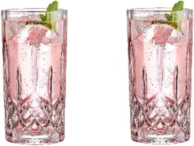 Drinking Glasses, Crystal Glass Cups, Mixed Glassware Set, Crystal Old Fashioned 11oz Highballs and 11oz Whiskey Glasses, Great for Cocktail, Whisky and other Beverages (Style 2,Set of 2)
