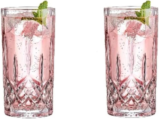 Drinking Glasses, Crystal Glass Cups, Mixed Glassware Set, Crystal Old Fashioned 11oz Highballs and 11oz Whiskey Glasses, Great for Cocktail, Whisky and other Beverages (Style 2,Set of 2)