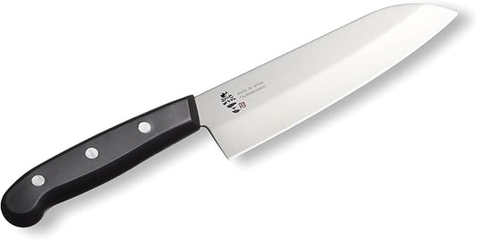 Japanese Chef Knife, 6.5" Santoku by Enzo, Hand Forged, Tsubame Sanjyo Stainless Steel, Light Weight and Versatile, Wear/Corrosion Resistance, 11.0" Total Length