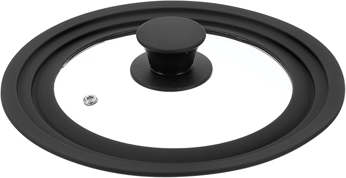 uxcell 1Pcs Universal Lid for Pot Fit 7, 8, 8.5 Inch Diameter Cookware, Replacement Pan Lids with Heat Resistant Silicone Rim, Steam Vent Pan Lid for Pots, Frying Pans, Skillets, Black