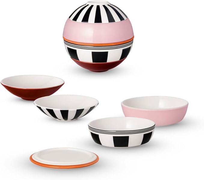 Villeroy & Boch Iconic Collection La petite Boule Memphis, Premium Porcelain, Made in Germany, Appetizer Set for 2, 5.5 x 5.5 in, Unique Coloful Design