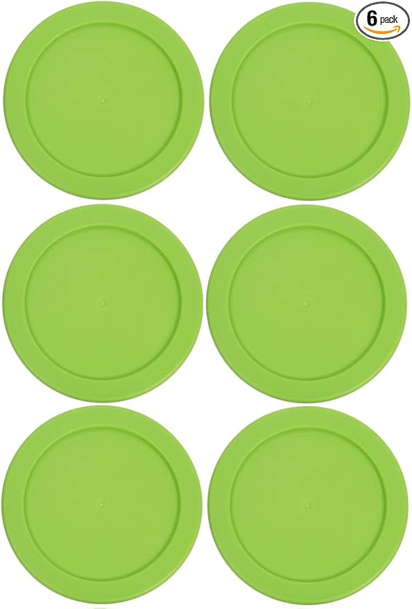 2 Cup/470 mL Spring Green Replacement Lids/Covers for Pyrex 7200-PC, 2 Cup/16oz Anchor Hocking & Klare Ware Storage Bowls *Lids Only* - *Glass Container Not Included* (6 Pack, Spring Green)