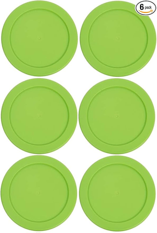 2 Cup/470 mL Spring Green Replacement Lids/Covers for Pyrex 7200-PC, 2 Cup/16oz Anchor Hocking & Klare Ware Storage Bowls *Lids Only* - *Glass Container Not Included* (6 Pack, Spring Green)