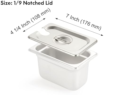 CURTA 6-Pack 1/9 Size Slotted Steam Table Pan Cover, Lid with Handle, NSF, Hotel Pan Cover, Catering Food Pan Cover