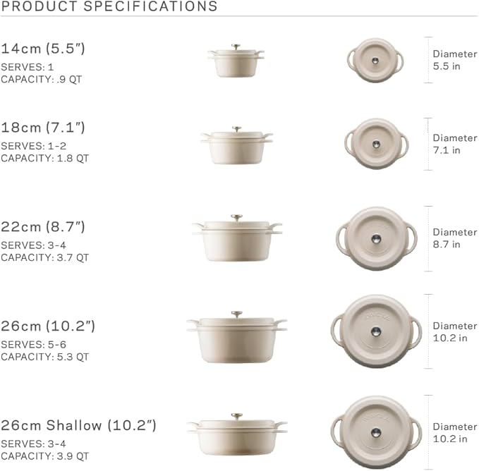 Vermicular Oven Pot | Non-Toxic Enameled Cast Iron Pot | 26cm (5.3 Qt) | Oven-safe | Induction-compatible | Dutch Oven | Made in Japan | Serves 5-6 | Pearl Pink