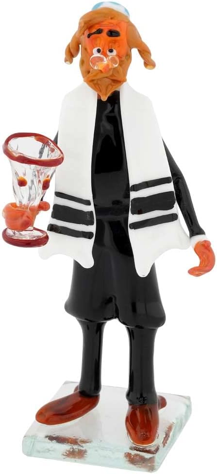Glass Of Venice Murano Glass Rabbi with Kiddush Cup