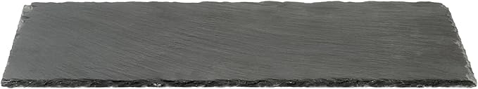 Restaurantware Slate Serving Tray 1 Pack of 15.7" x 7.8" Foam Feet Charcuterie Stone Plate Rustic Edges Freezable Black Serving Display Cheese Boards for Kitchen, Gourmet, Dining, Parties