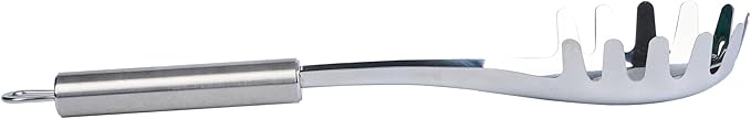 Restaurantware-German Standard 12.5 Inch Slotted Pasta Spoons, 6 Pasta Forks With Ergonomic Handle - Dishwashable, Durable, Stainless Steel Noodle Servers, Ideal For Draining or Serving