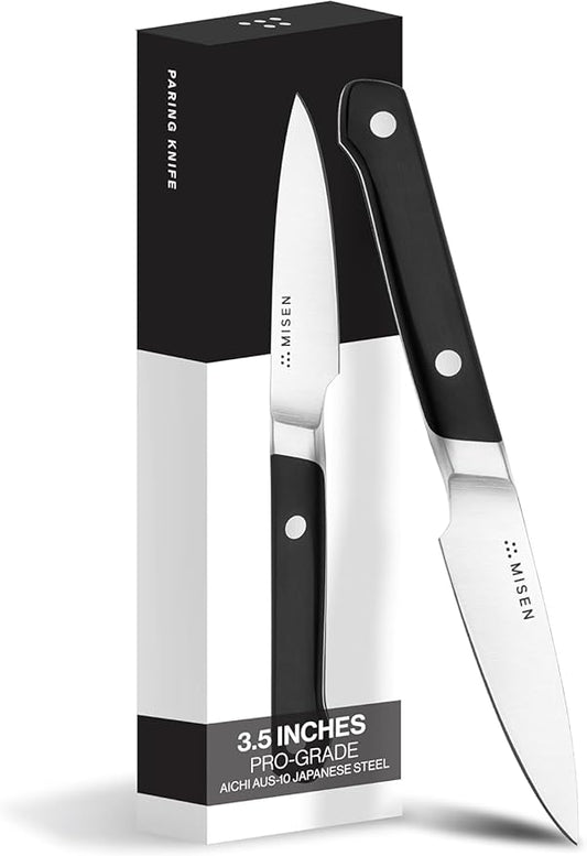 Misen 3.5" Paring Knife – Precision Kitchen Knife - High-Carbon Stainless Steel Blade – Ergonomic Handle for Peeling, Trimming, and Slicing – Lightweight, Versatile Tool for All Culinary Tasks - Black