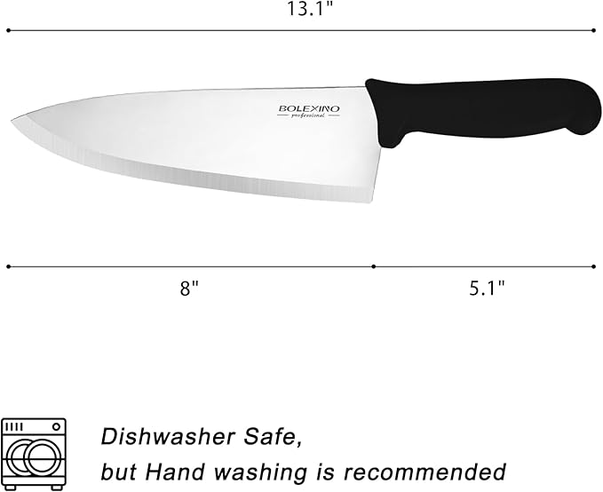 8 inch Japanese High Carbon Stainless Steel Chef Knife, Professional Extra Sharp Wide Cook Knife with Non-slip Ergonomic Handle, for Kitchen Home Restaurant