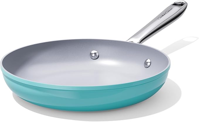 Nonstick Ceramic Frying Pan 8" for All Stovetops, PTFE/PFOA/PFAS Free, Even Heat Distribution Oven Safe up to 500ยฐF, Healthy Non Toxic Skillet w/ Ergonomic Stainless Steel Handle, Caribbean Blue