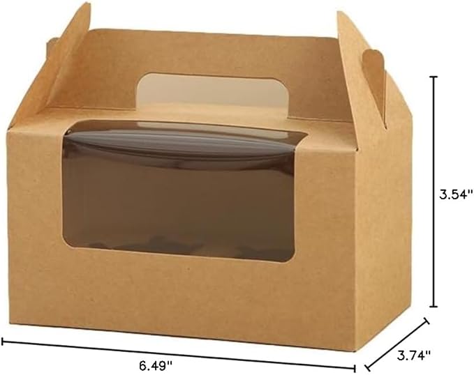 30Pcs 16.5×9.5×9cm/6.49×3.74×3.54 inch Kraft Paper Cupcake Packing Box Christmas Gift Box with Clear Window 2 Cavity Muffin Cupcake Wedding Party Birthday Favors (30Pcs Kraft)