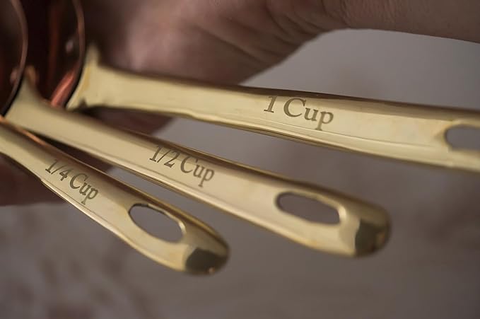 Copper Measuring Scoops | Stainless Steel with Copper Plating | Set of Kitchen Measuring Cups for Coffee, Tea, Flour, Sugar, Spices | Rust-Resistant, Decorative Farmhouse Kitchen Tools
