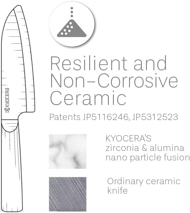 KYOCERA INNOVATIONwhite 5.5" Ceramic Santoku Knife - White Z212 Blade with Non-Slip Green Handle