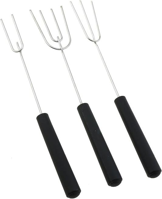 10PCS Black 304 Stainless Steel Chocolate Candy Dipping Fork Fondue Fork for Baking Set Cheese Fruit Fork