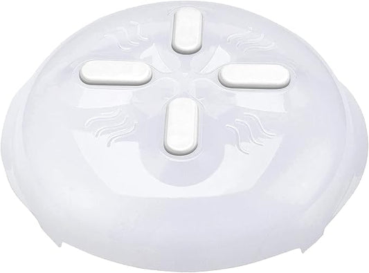 HOVER COVER Magnetic Microwave Splatter Cover, Clear Microwave Cover for Food - Vented & Magnetic Microwave Food Cover, 12-inch, BPA-Free - White