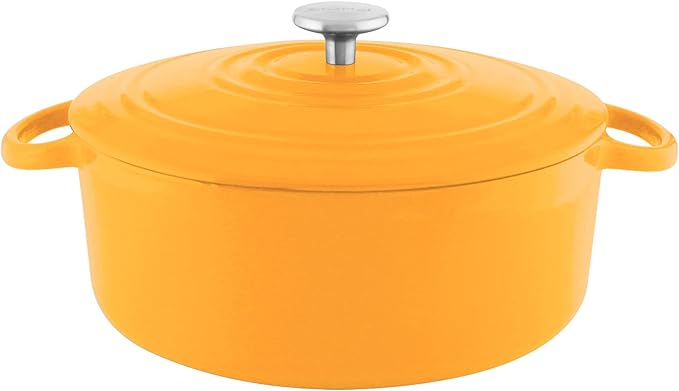 Chantal Cast Iron Dutch Oven, 7 qt, US Formulated Premium Enamel, Marigold