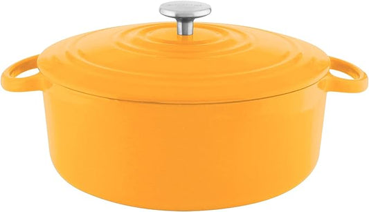 Chantal Cast Iron Dutch Oven, 7 qt, US Formulated Premium Enamel, Marigold
