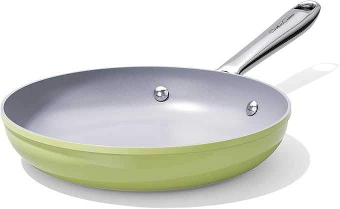 Nonstick Ceramic Frying Pan 10" Non Toxic Cooking Skillet for Eggs Pancakes & Stir Fry Even Heat Distribution PTFE/PFOA/PFAS Free Oven Safe Up to 500ยฐF All Cooktops Compatible, Olive Green