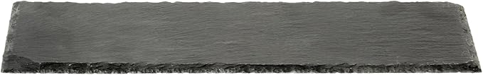 Restaurantware Slate Serving Trays 4 Pack of 11.8" x 4" Foam Feet Charcuterie Stone Plates Rustic Edges Freezable Black Serving Display Cheese Boards for Kitchen, Gourmet, Dining, Parties