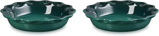 Le Creuset Stoneware Set of 2 Heritage Fluted Pie Dish, 9", Artichaut
